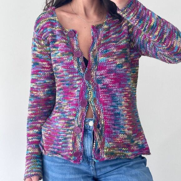 Vintage Talbots Sweater Womens 8 Rainbow Colorful Knit Y2K - Picture 1 of 11
